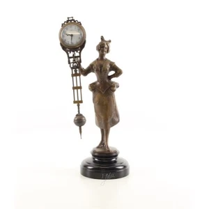 9973805-d Bronze Sculpture Figuren-Uhr Woman Girl 15x12x33cm 1kg - Picture 1 of 1