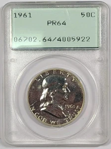1961 Proof Franklin Half Dollar 50c PCGS PR64 Old Green Holder - Picture 1 of 2