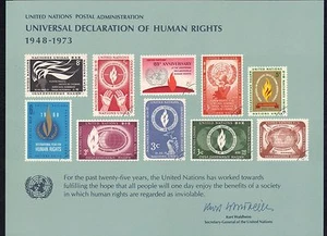 UN United Nations Souvenir Card Sc#4 MNH 1973 Universal Declaration Human Rights - Picture 1 of 1