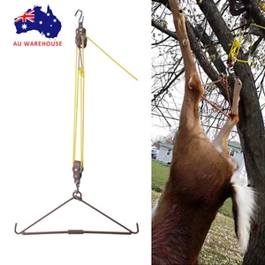 TOURBON Gambrel Hoist Deer Hog Game Tree Hanging Gutting Pulleys Rope 440lb AU - Picture 1 of 10