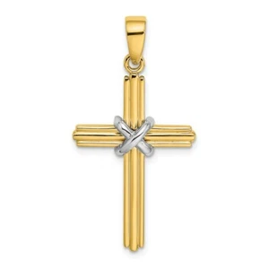 14k 14kt Two-tone w/ Rhodium-Plated X Center Charm PENDANT 33.9 mm X 18.3 mm - Picture 1 of 2