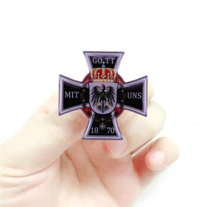 German 1870 Gott mit Uns Iron Cross Badge Prussian King Battle Flag Eagle Pin - Picture 1 of 5