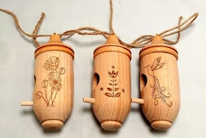 Hummingbird House Wooden Ornament Outdoor Garden Patio Hanging Decor Set of 3 - Picture 1 of 7