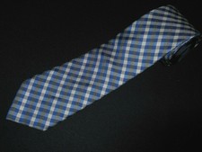 Tommy Hilfiger Tie Luxury Blue White Plaids Slim Thin Necktie Silk Woven Men NEW