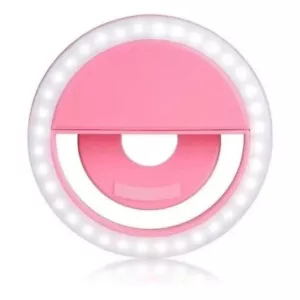 Selfie Ring Light 3 Levels Rechargeable Clip on for Cell Phones Laptops pink - Picture 1 of 5