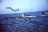 WWII Type IX U-Boat U-805 Submarine Surrenders Atlantic 1945 1 35mm COLOR SLIDE