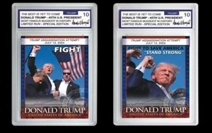 ¡AMBOS! 2 tarjetas conmemorativas de intento de asesinato del presidente de Estados Unidos Trump FIGHT STAND - Imagen 1 de 3