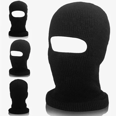 Chapéu de inverno buraco balaclava um preto máscara facial chapéu capuz gorro tático quente - Imagem 1 de 4