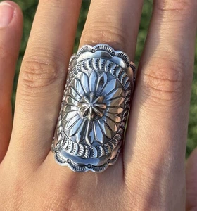 Sunshine Reeves Navajo Native 925 Sterling Silver Stamped Handmade Ring Size 7.5 - Picture 1 of 12