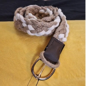 NWT Zara Belt Women Small 32" x 1 1/8" Rope Braided Juta Cotton Coastal Nautical - Picture 1 of 5