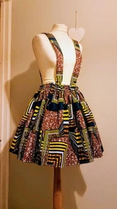 NEW ankara African Print,Skirt Dungaree UK SIZE 12 MEDIUM - Picture 1 of 2