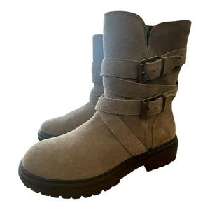 Vince Camuto Belisha combat boots Tan Suede leather 2 buckle detail, size 7.5 - Picture 1 of 13