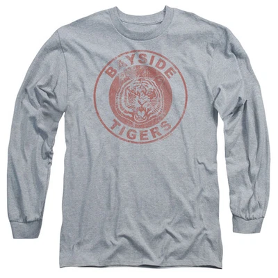 Saved By The Bell Tigers Mens Long Sleeve Shirt Athletic Heather Officially Lic - Image 1 of 3