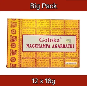 192g GOLOKA Nag Champa Räucherstäbchen 12 x 16g Räucherwerk Nagchampa gelb - Bild 1 von 2
