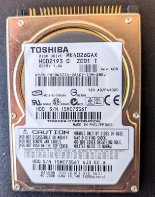 Toshiba 40GB UDMA/100 5400RPM 16MB 9.5mm Notebook Hard Disk Drive - Image 1 of 2