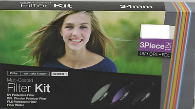 Vivitar 3 Piece HD Pro Filter Set 58mm UV CPL FLD Canon 18-55mm 55-250mm 75-300 - Image 1 of 2