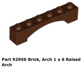 Lego 2x 92950 Reddish Brown Brick, Arch 1 x 6 Raised Arch 10236 Ewok Village