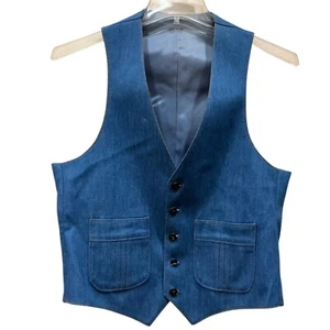 MEN 36/38 VTG LEVIS PANATELA BLUE DENIM Vest ONLY (for BLAZER SPORT COAT JACKET) - Picture 1 of 10