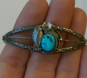 Bracciale vintage in argento sterling e turchese nativi americani - Foto 1 di 4
