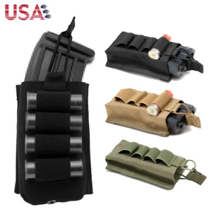 Tactical Molle Rifle Magazine Pouch 4 Rounds Shotgun Shell Holder Ammo Carrier - Picture 1 of 13