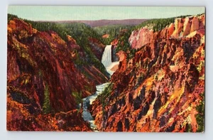 Cartolina Wyoming Yellowstone WY Grand Canyon anni 40 lino non affrancato - Foto 1 di 2