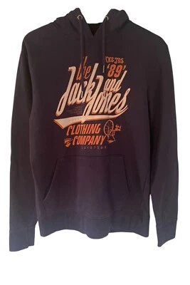 Sudadera con capucha de algodón para hombre Jack & Jones grande azul marino Foto 1 de 4