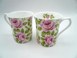 Queens England Fine Bone China ~ COTTAGE ROSE ~ Chintz Rose Floral  MUGS / CUPS - Picture 1 of 4