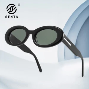 Senta Damen Sonnenbrille 52 mm UV400 oval polarisiert - schwarzes Gestell grüne Gläser - Bild 1 von 6