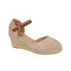 Damen-Espadrille Damen-Plateauschuh Hessisch Knöchelriemen Schnalle Keilabsatz Größe 3-8 - Bild 1 von 19