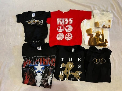 Lot of 7 Junior / Toddler Rock & Pop Music T-Shirts - Sizes Vary - U2 KISS - NEW - Image 1 of 4