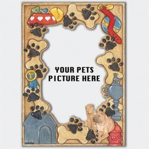 Shar Pei Wooden Picture Frame Die-Cut 2-Dimensional 5" x 7" Holds 4" x 6" Photo - Picture 1 of 3