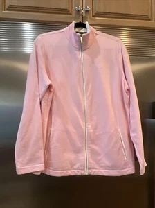 Lauren Ralph Lauren JACKET Pink / White ATHLEISURE SOFT COTTON FULL Zip  Logo 1X - Picture 1 of 8