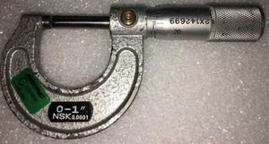 GEBRAUCHTE NSK 0-1 ZOLL AUSSENMIKROMETER 0,0001 GRADS REIBUNG FINGERHUT NR. 308-601 - Bild 1 von 4