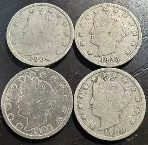 Four (4) Liberty V Nickels--NICE Variety of Dates! - Picture 1 of 2