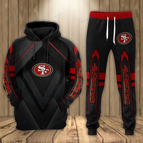 San Francisco 49ers Mens Tracksuit Pullover Hoodie Casual Sweatpants Set Cover