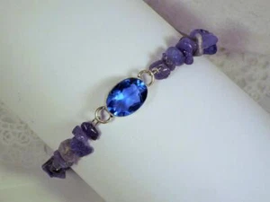 CYNTHIA LYNN "VIOLETS ARE BLUE"  STERLING SILVER BLUE TANZANITE BEADED BRACELET - Picture 1 of 6