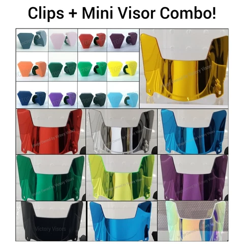 Mini Size Football Helmet Visors+Your Choice CLIP COLOR. Mirror (*HARD STYLE*) Cover