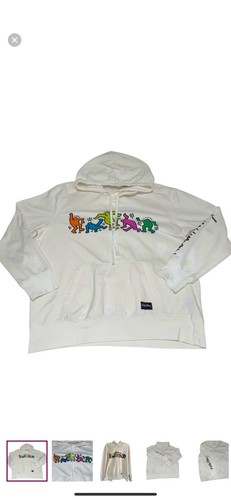 OFF WHITE Felpa con cappuccio Keith Haring’s Dancing Man bianco sporco taglia large
