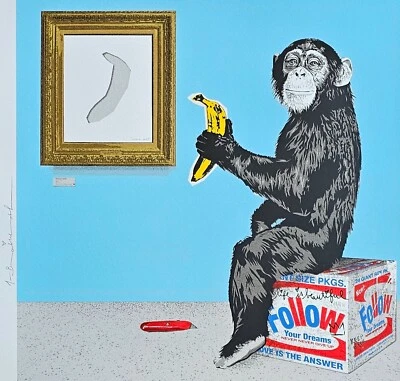 Mr. Brainwash Bananappetit #'d/96 hand signed homage Andy Warhol Banana pop art - Image 1 of 4