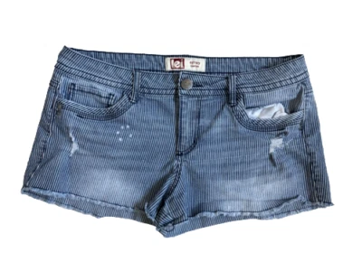 Lei Ashley Raw Cuffed Hem Denim Short Size 13 Striped Stretch Women's Juniors - Image 1 of 4