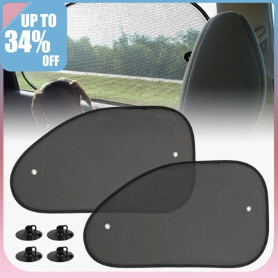 2x Car Side Window Black Mesh Sun Shade Visor Anti-UV Cover Shield For Baby Kids