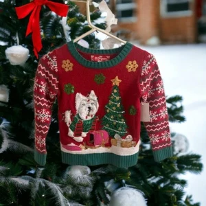 NWT 33 Degrees Girl’s Dog With Treats Christmas Sweater Red SIZE SMALL (7) - Picture 1 of 5