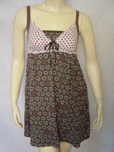 NEU SPÄRLICHES BRAUN & ROSA HERZEN SWEETHEART CHEMISE S - Bild 1 von 1