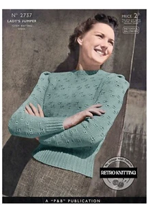 1940s Lois Winter Jumper Knitting Pattern Bust 34-35 Copy - Picture 1 of 2