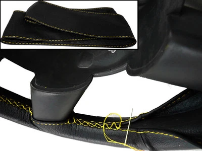 CUBIERTA VOLANTE CUERO NEGRO REAL FORD FOCUS MK3 COSTURAS AMARILLAS NUEVO Foto 1 de 2