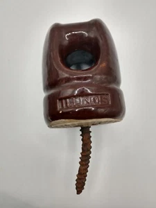 Vintage 3" Brown Glazed Ceramic Illinois Stand-off Insulator c. 1929 - Picture 1 of 6