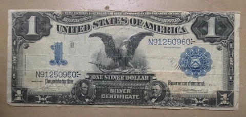 1899 $1 One Dollar Silver Certificate "BLACK EAGLE" Vernon/Treat, Fine F Cover