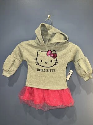 Girls 18 Mo. Hello Kitty Dress. NWT 2018, Tutu Hoodie Sparkle Gray Pink - Image 1 of 4
