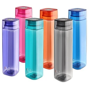 CELLO Squaremate | Plastic Water Bottle, 1litre, Set of 6, Assorted - Picture 1 of 6