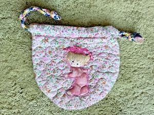 Vintage 1960/70’s Handmade Childrens Little Girl Cloth Cinch Purse Bag - used - Picture 1 of 20